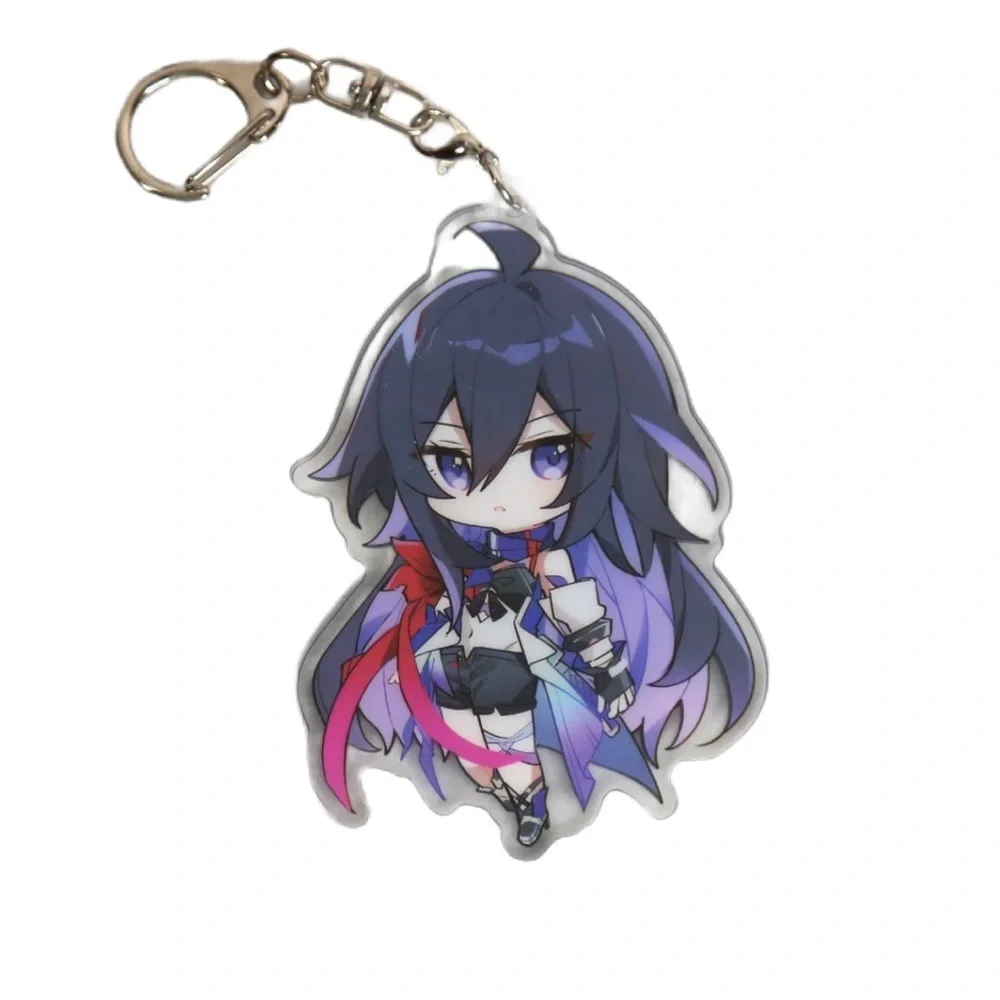 Anime Character Keychain with Purple and Pink Accents honkai star rail